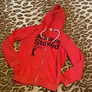 Dutch Bros Coffee Red Zip Up Hoodie Womens M Always Stoked 1992 Windmill Warm